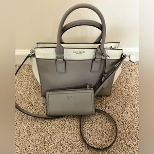 Used Kate Spade Staci Medium Satchel Purse & Matching Kate Spade Grey Wallet